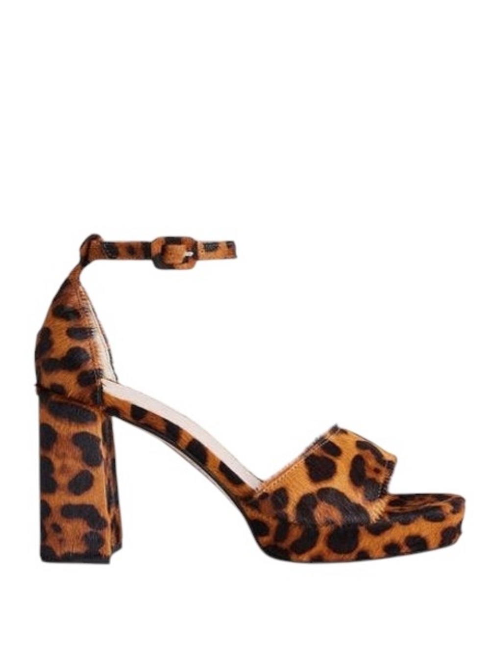 New Boden Animal Printed Calf Hair Ankle Wrap Platform Block Heel Sandals - 8